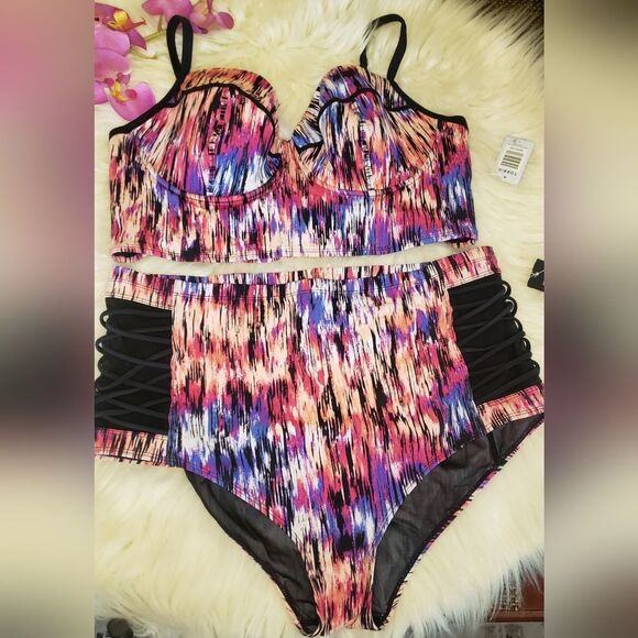 Torrid Bikini Swim Set 3X Mirage Lattice Mesh - Picture 14 of 14